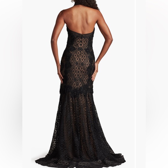 Tadashi Shoji Lakota Black Sequin Halter Neck Evening Gown Maxi Dress Mermaid 0 - Picture 3 of 12